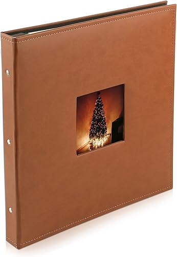 Miniatura 8 de Golden State Art, Álbum de fotos magnético autoadhesivo de 12.8 x 13.2 pulgadas, para fotos de varios tamaños, cubierta de cuero (marrón, 40