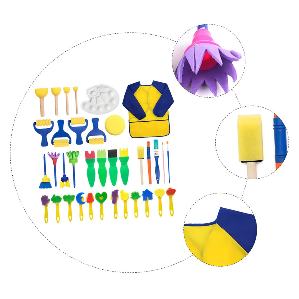 BESTonZON Pennelli per Pittura Strumenti per Attività Creative Design Ergonomico per Presa Colori Lavabili per Ragazzi Kit Completo