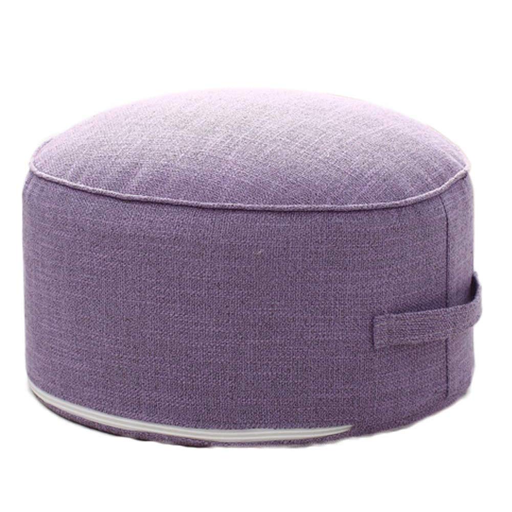 Pouf rond violet 40x20x20cm avec poignée et housse amovible pour salon