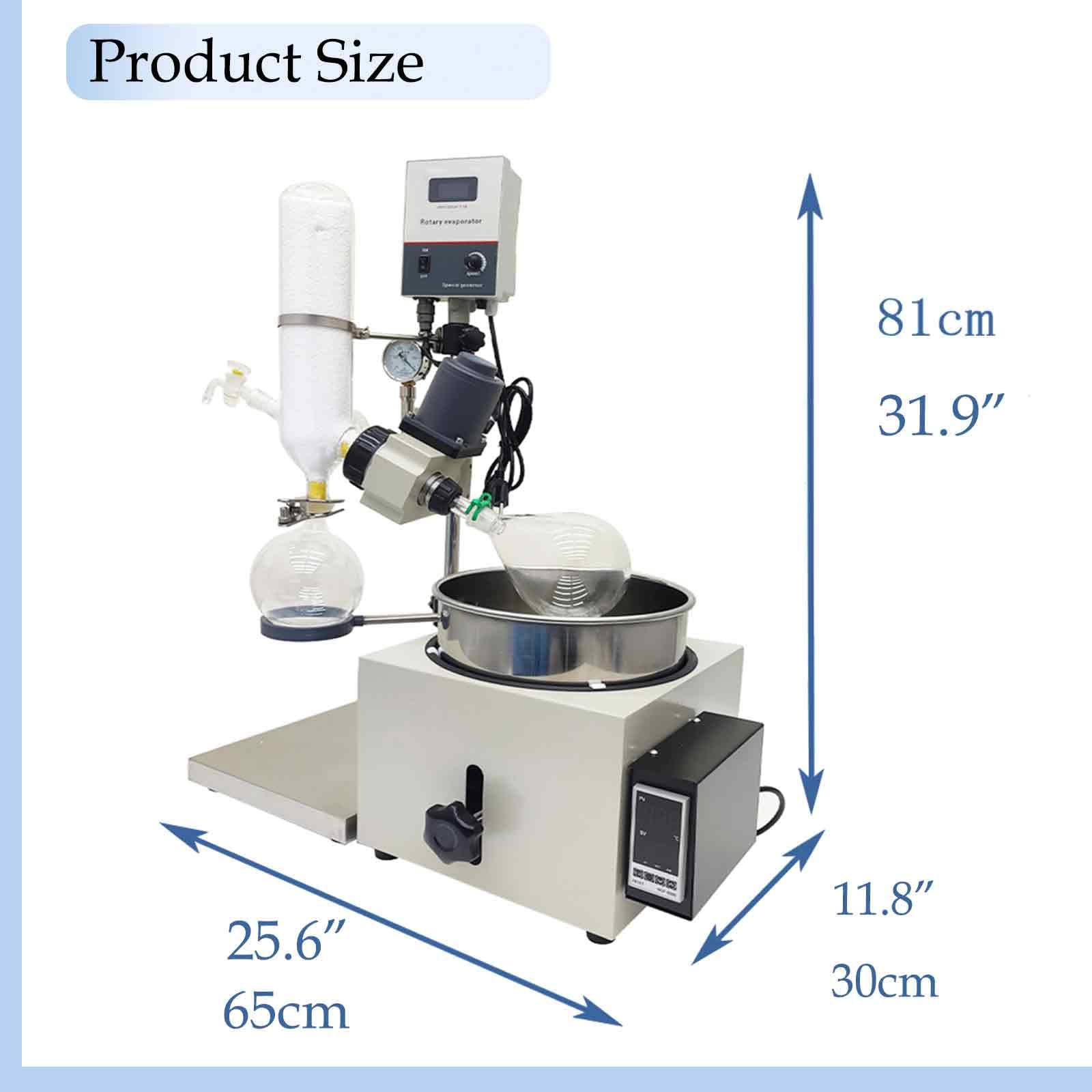 BEILOCKERY 110V 2L Rotary Evaporator Lab Equipment, Manual Lifting Lab Evaporator Rotary, Stainless Steel, Vacuum Conditions, High Evaporating Efficiency, High Recovery
