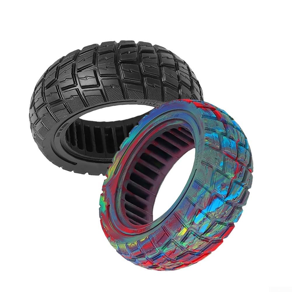 25,4 cm (10 Zoll) 90/65-6,5 Off-Road-Vollgummireifen, tiefes Profil, rutschfest, schlauchloses Design für Zero 11X für Dualtron für Kaabo für Speedual Elektroroller, schwarze, rote Linie