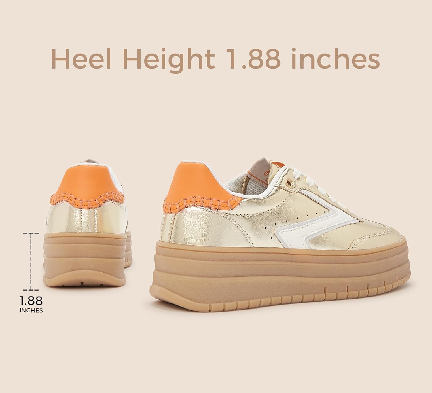 LUCKY STEP Women's Platform Sneakers Gum Sole Suede Casual Classic Retro Rubber Thick Sole Trendy Fashion Tennis Walking Shoes - Image 8