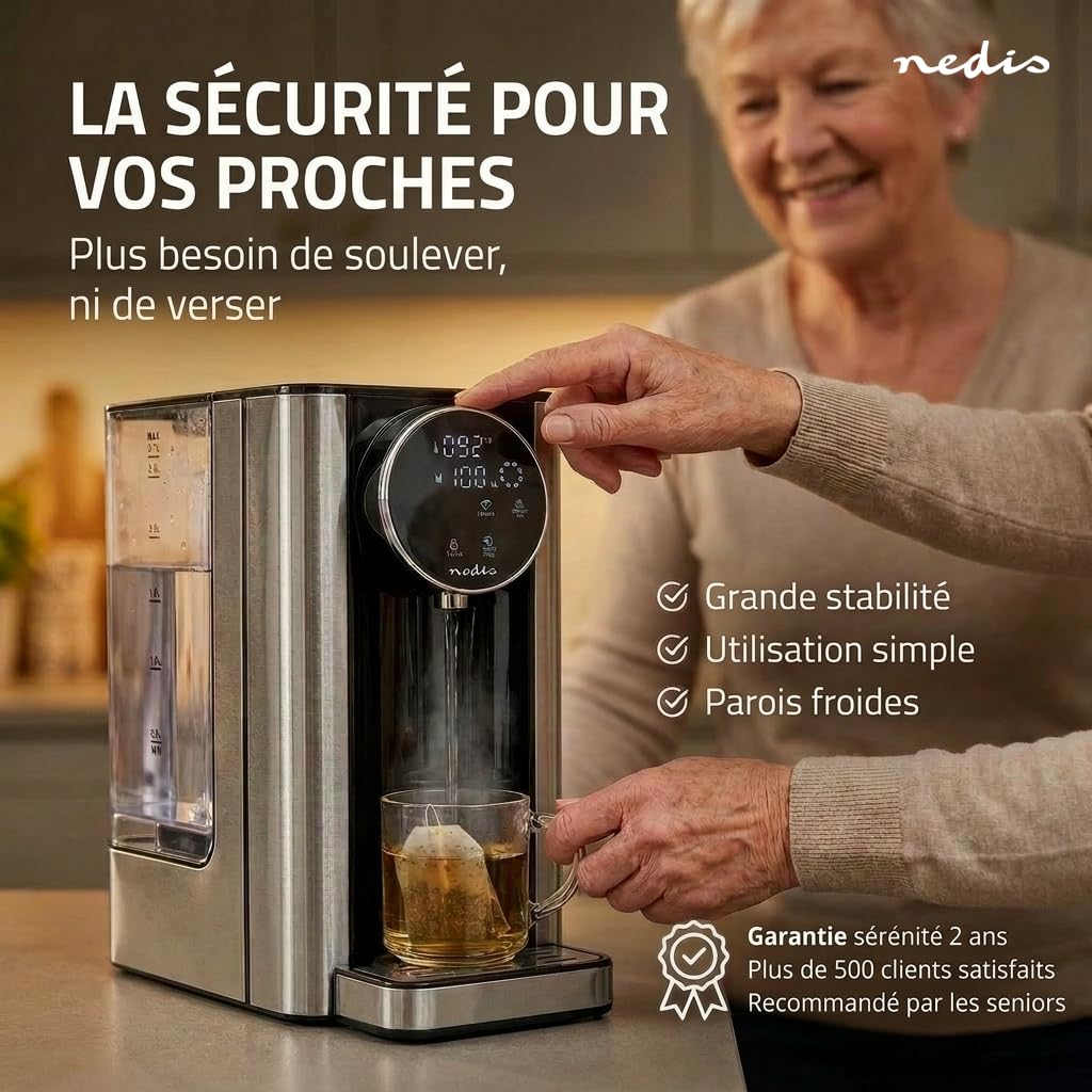 Distributeur d'eau Chaude - 2600 W - 2,7 l - Aluminium/Noir
