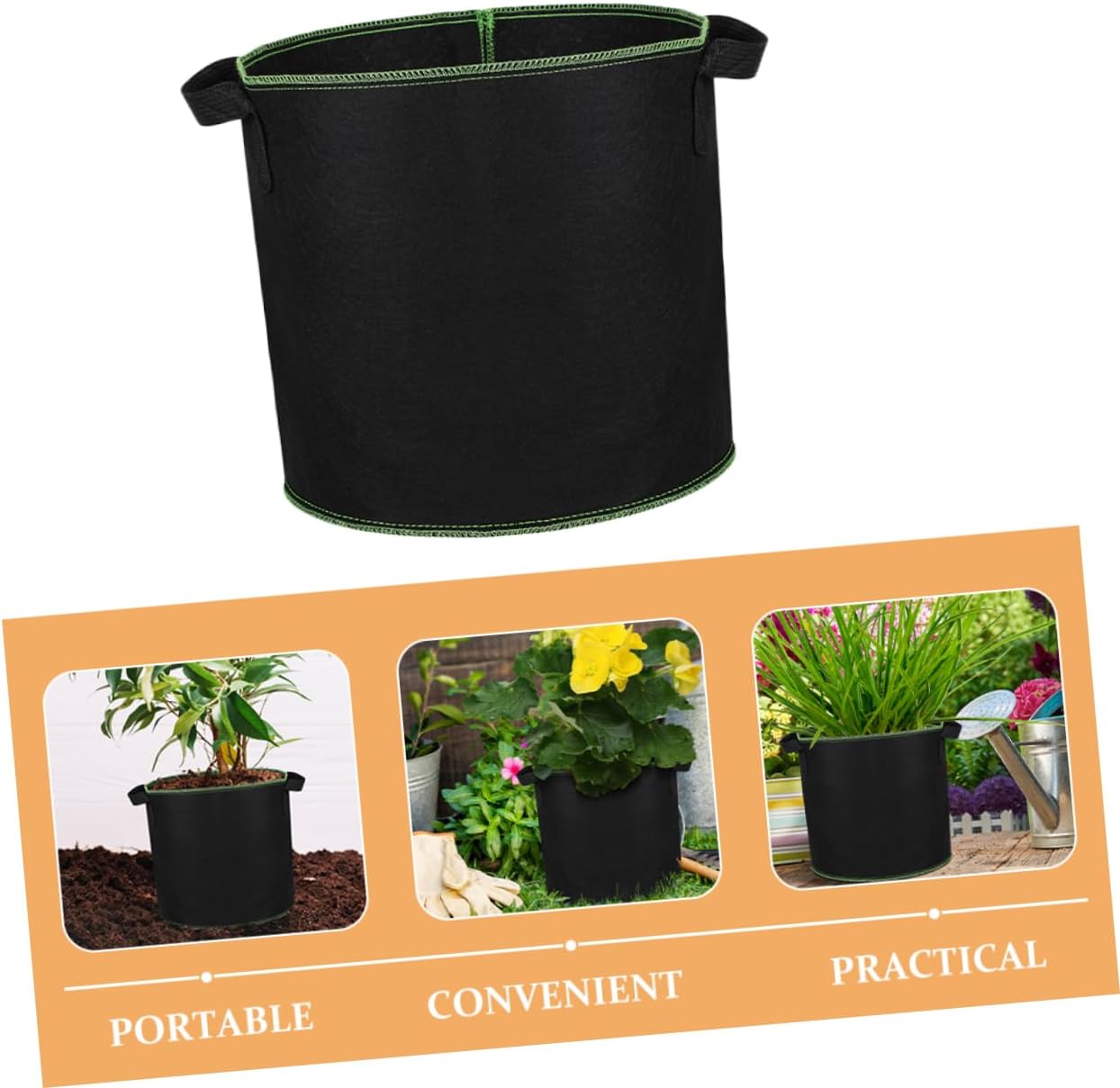 POPETPOP 24pcs Thickened Non-Woven Fabric Plant Grow Bags Vegetable for Potatoes and More Excellent Drainage and Air Permeability for Yards and Balconies