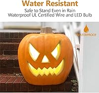 Vista 2 de Linterna Jack O' de 21 pulgadas, decoración navideña de calabaza de Halloween extra grande iluminada, faroles de calabaza preiluminados