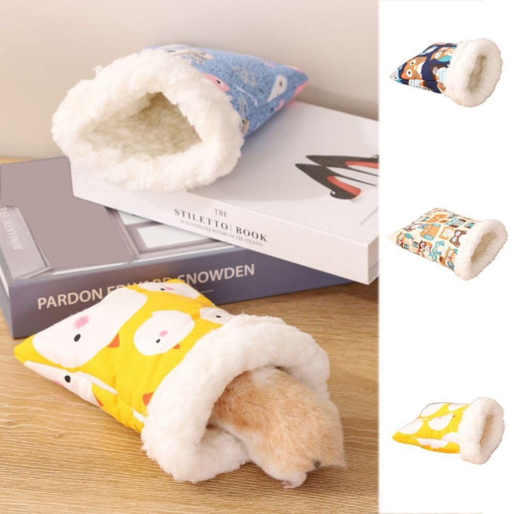 Sac de transport portable de poche pour animal de compagnie, lit chaud pour hamster, hérisson, sac de transport en polaire/toile chaude (L, bleu)