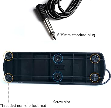 NALU Universal Sustain Pedal for Piano/Keyboard - Anti-Slip Rubber Base, 67 Cable, Quiet & Smooth Operation, ABS Shell with Metal Pedal & Spring (1/4 Jack) Model A