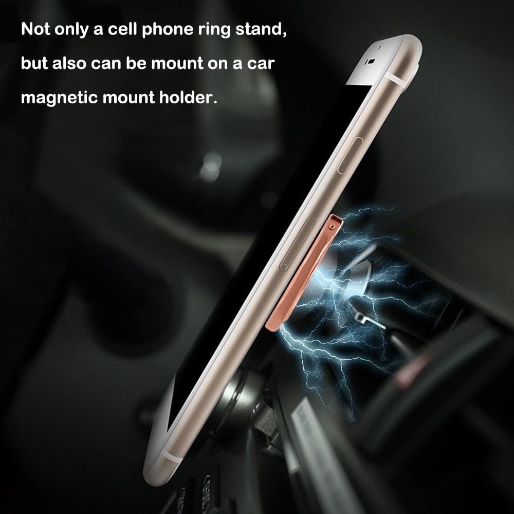 Cell Phone Finger Ring Holder, 4 Pack Mirror Surface 360 Degree Grip Kickstand for iPhone 7 Plus 6 6S 5 5C 5S, Samsung Galaxy S8 S7 Edge, Tablet, Magnetic Car Mount - Rose Gold, Gold, Silver, Black