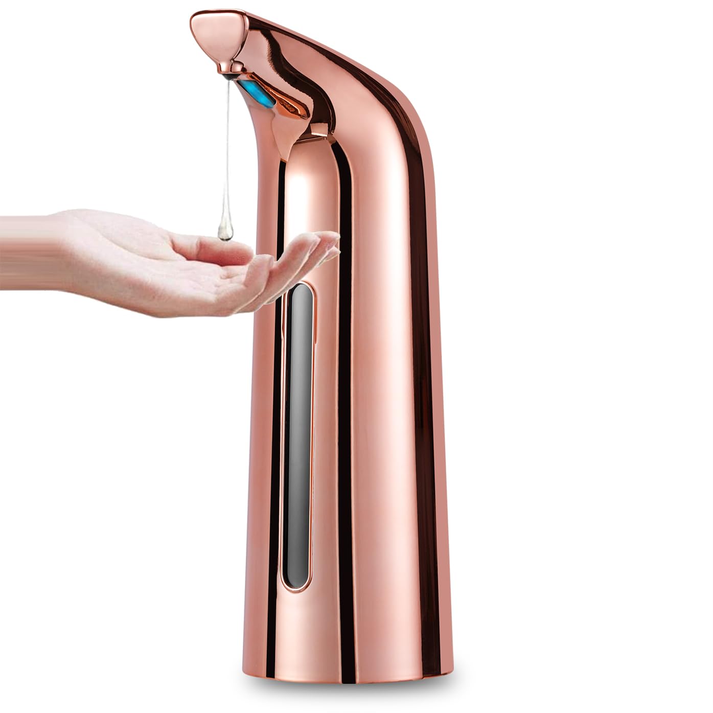 Dispenser di sapone automatico, 4 livelli regolabili, per cucina e bagno, senza contatto con sensore a infrarossi, impermeabile, 400 ml, rosso rame