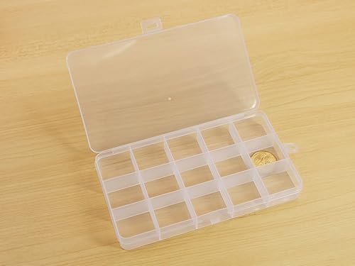 Miniatura 4 de JESEP YONG Paquete de 8 cajas organizadoras de cuentas de plástico de 15 rejillas de 6.8 x 3.86 x 0.87 pulgadas, contenedor de almacenamiento