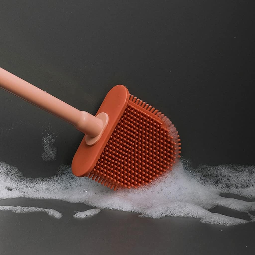 トイレブラシトイレブラシホルダー、バスルームトイレブラシとホルダー 滑り止めハンドルと柔軟な毛付き 速乾ホルダーセット トイレツール