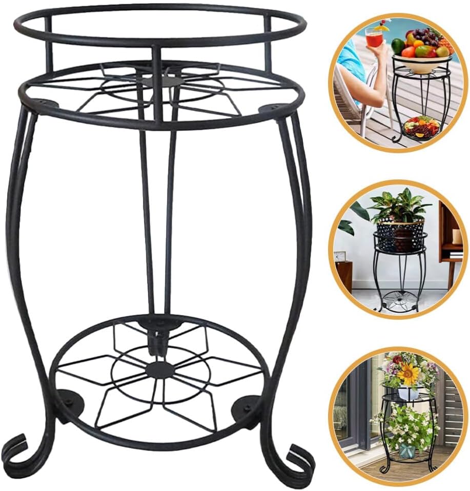 Sosoport Double Tier Metal Plant Stand Indoor Flower Pot Holder Rack for Pots and Easy to Move Rustic Style Display for Home Decor and Front Door Plants