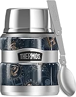 Vista 1 de Harry Potter Celestial Hogwarts Pattern THERMOS - Tarro de alimentos de acero inoxidable King con cuchara plegable, aislado al vacío y doble pared