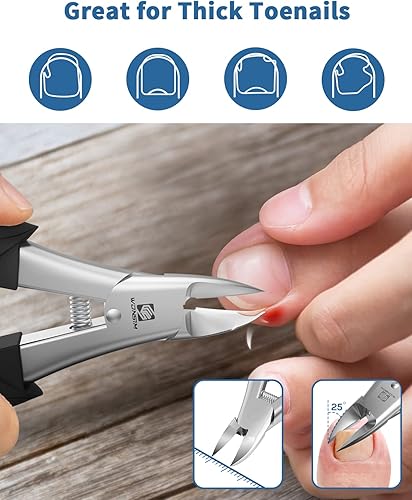 Miniatura 9 de WONSIM Cortaúñas para personas mayores, uñas gruesas, cabeza en ángulo, ergonómica, con apertura de mandíbula ancha, cortador de uñas resistente sin