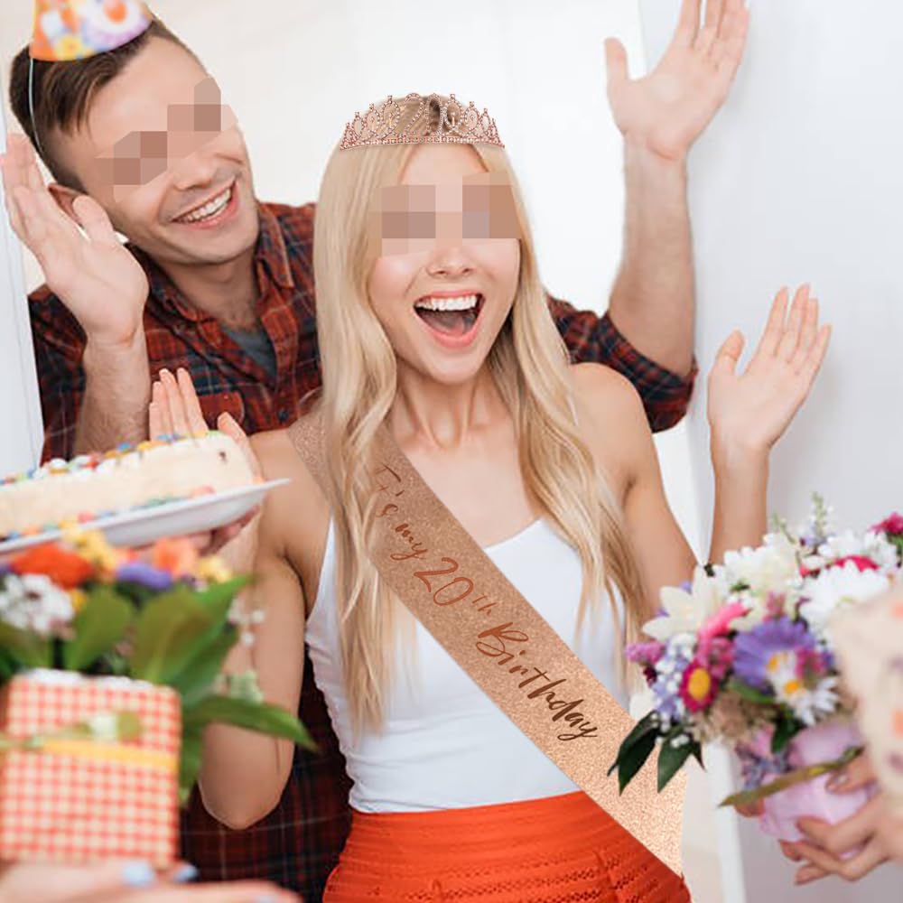 Geburtstagsset Für Mädchen: Roségoldene Schärpe & Strass-Tiara Zum 11. Geburtstag – Partyzubehör Zum Feiern