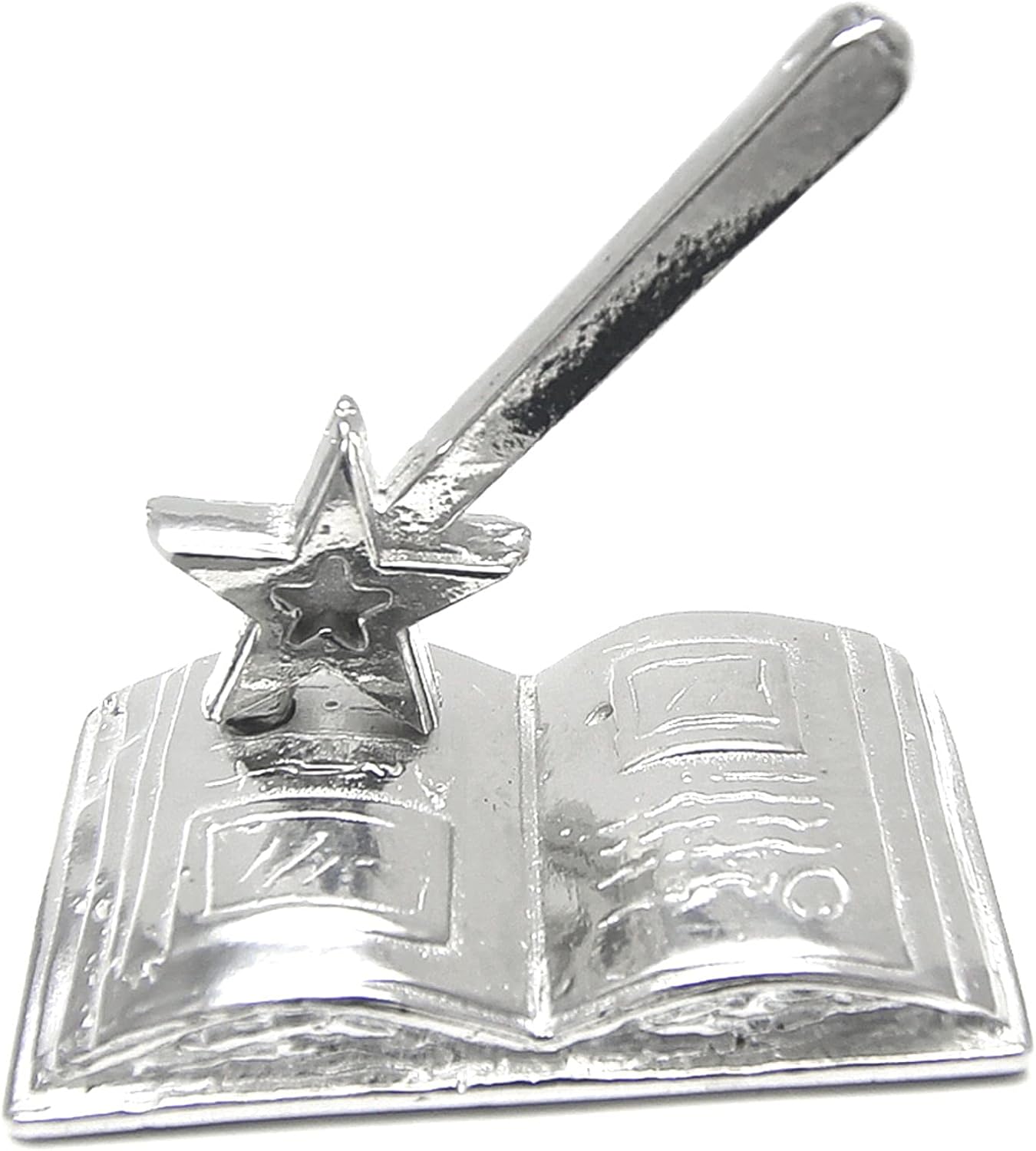 Fairy Wand on Open Storybook Pewter Ring Holder - Gift boxed with Story Card - Handcrafted in USA (Shipped from Artist Studio)