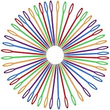 50 Pcs Colorful Knitting Needles 3.54 Inch Plastic Yarn Needles Large Eye Crochet Needles Plastic Sewing Needles, Learning Needle for DIY Sewing Handmade Crafts