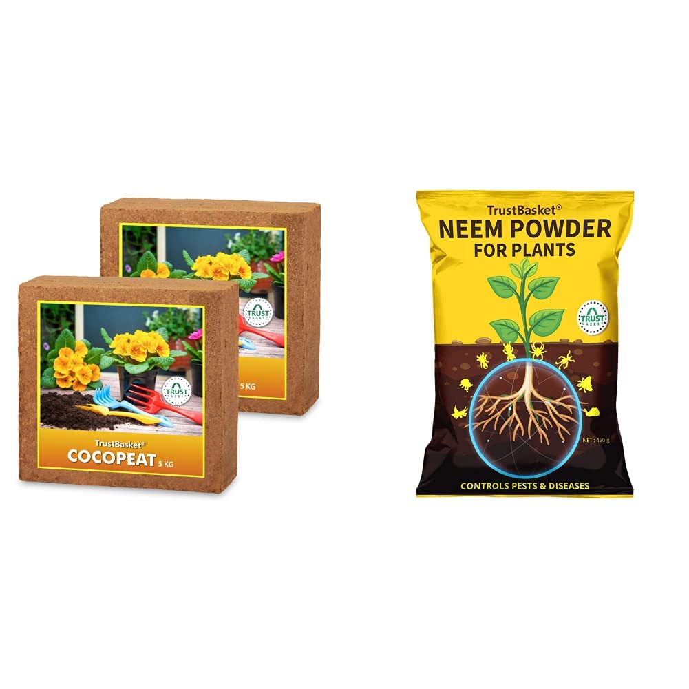 TrustBasket Cocopeat 10 kg Block (Set of 2-5kg Each) & Neem Cake Powder Organic Fertilizer and Pest Repellent for Plants (450 GMS) (B09SG633XW) Amazon Price History, Amazon Price Tracker
