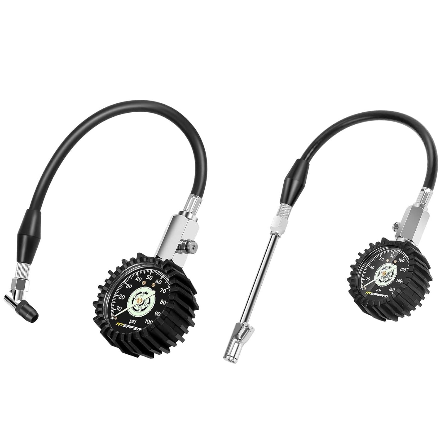ATsafepro Tire Pressure Gauge 100PSi and 160PSI Suitable for Bus, Semi, Truck, and Cars