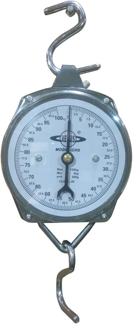 PESCA Venus Commercial Hanging Weighing Scale - 100Kg, Silver