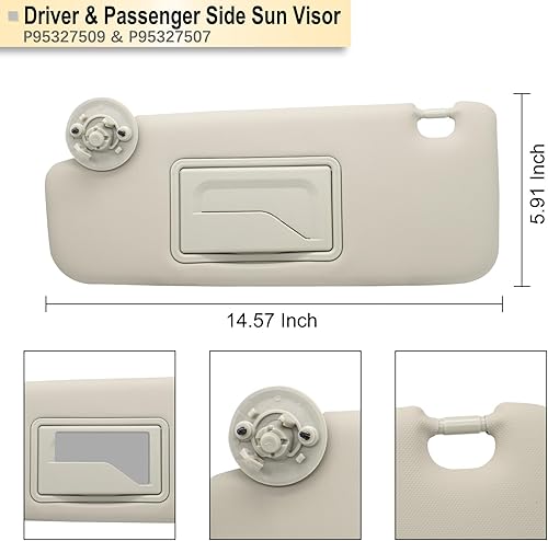 Miniatura 4 de Reemplazo de visera solar para el lado izquierdo y del pasajero del lado derecho del conductor compatible con Chevy Sonic 2012-2019 Spark 2013-2016,