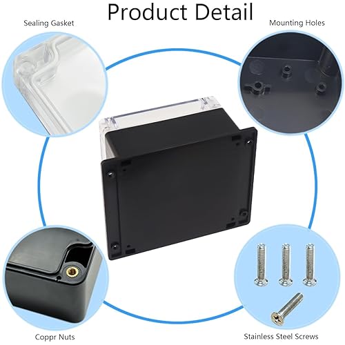 Miniatura 46 de Project Box - Caja de conexiones impermeable IP65, cajas eléctricas de plástico ABS, caja electrónica para proyectos de bricolaje, caja de Negro