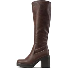 Soda Sonia  Women Knee High Chunky Block Heel Platform Boots