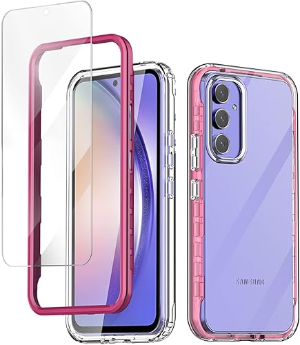 Miniatura 8 de AICase Funda transparente para Samsung Galaxy A54 de cuerpo completo resistente con protector de pantalla de vidrio templado, parachoques delgado,