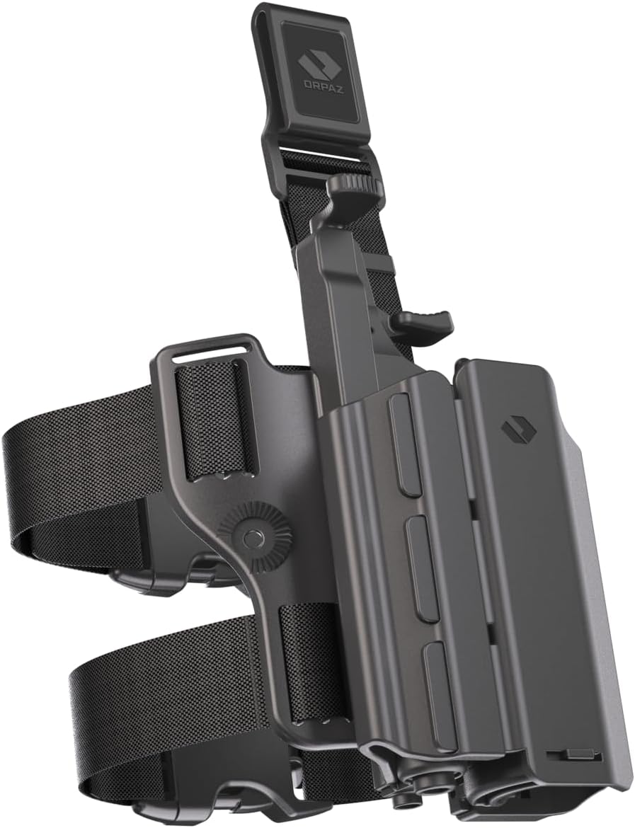 Orpaz T40 Adjustable and Modular TP9 Holster Compatible with OWB Canik TP9 Holder with Light/Laser/Sight/Optics, LH-Large, Drop-Leg Attachment - Will Secure Your Handgun with a Tactical Appearance