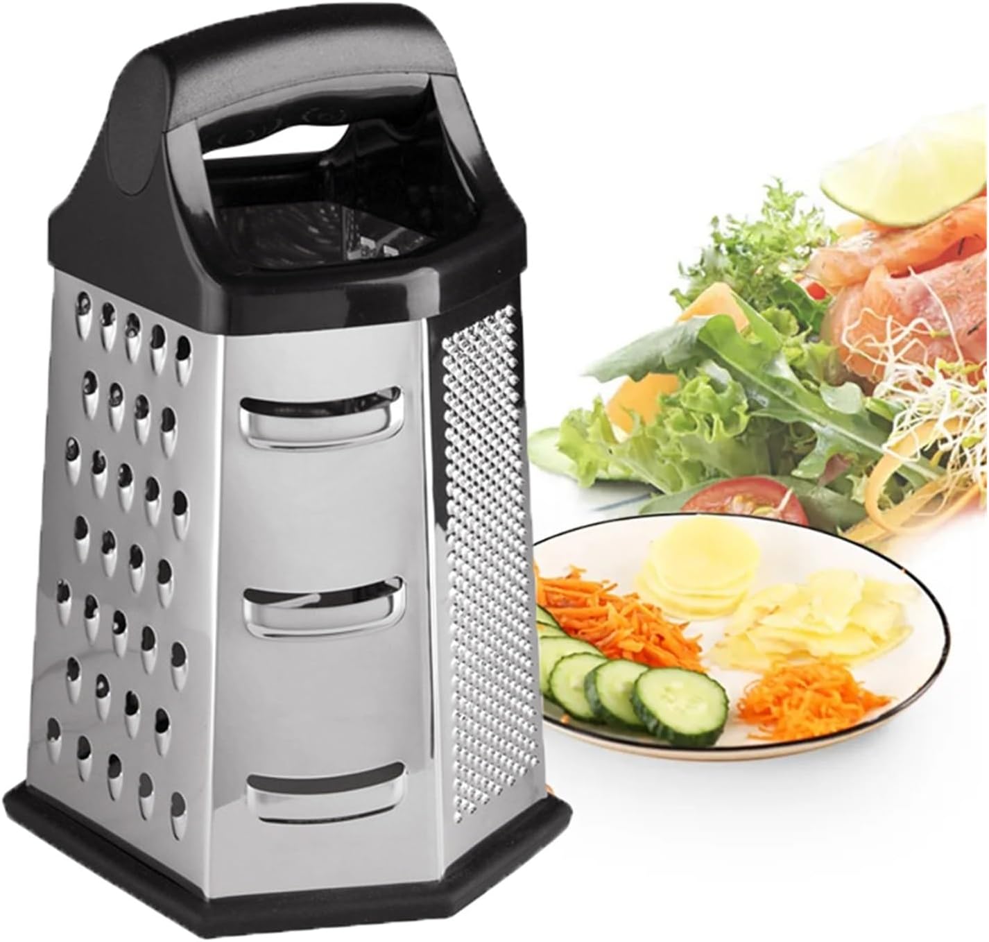 Fit for Multifunctional Vegetables Box Grater - Stainless Steel 6 Sides Slicer Shredders Manual Cheese Potato Graters Kitchen Accessories(3pc)