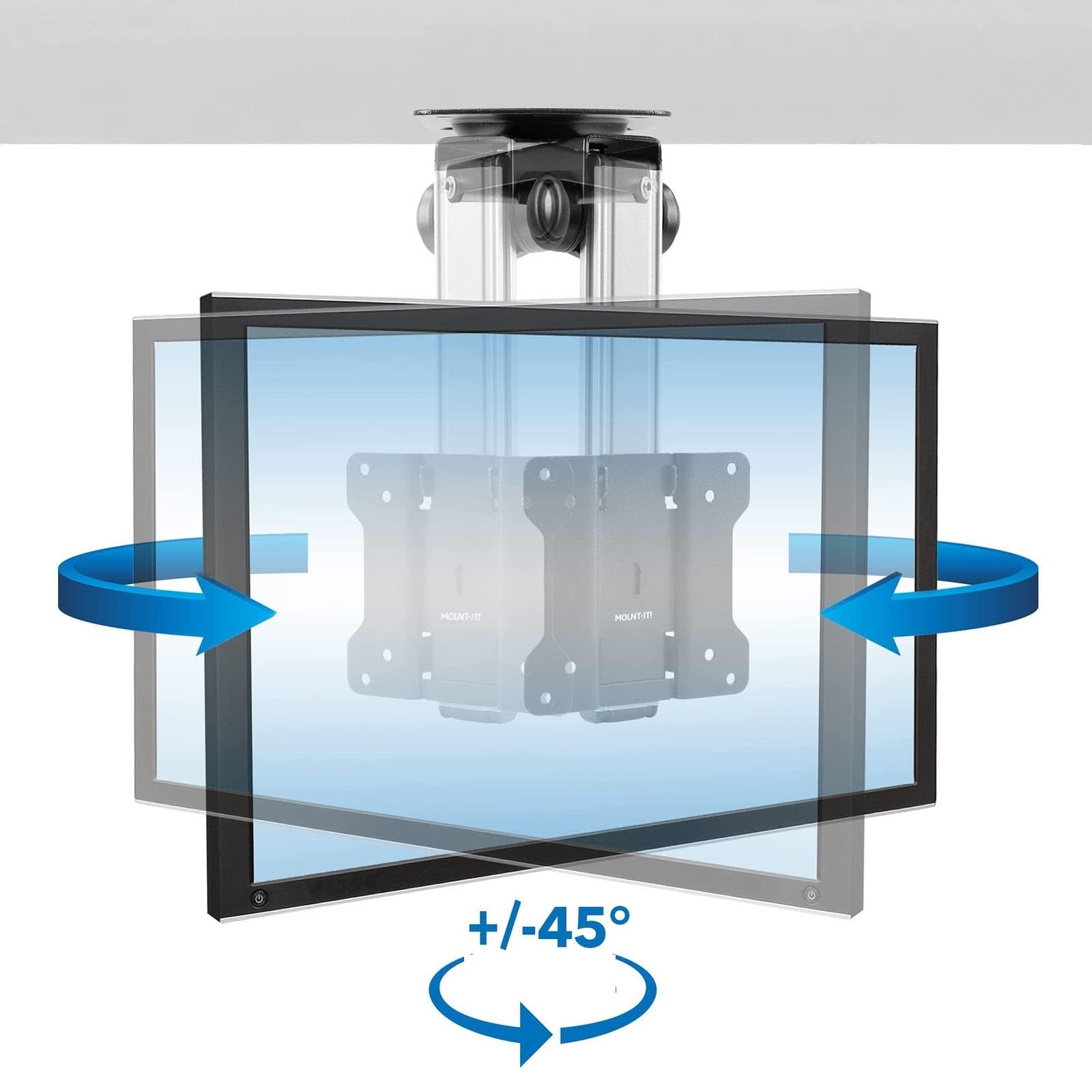 Staffa Pieghevole TV Monitor - Montaggio A Soffitto E Sotto L'armadio Della Cucina, Staffa TV Regolabile Altezza, Ribaltabile 0-90°, Per Schermi LED Da 17 A 37 Pollici
