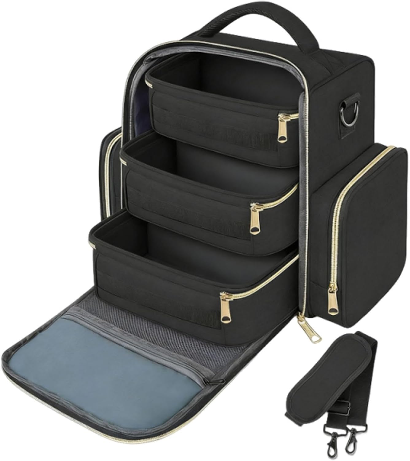 predolo Nail Polish Organizer Large Capacity Nail Polish Organizer Case Nail Dryer Gel Polish Travel Bag Manicure Tools Storage Box Made of Oxford Cloth Suita, Black
