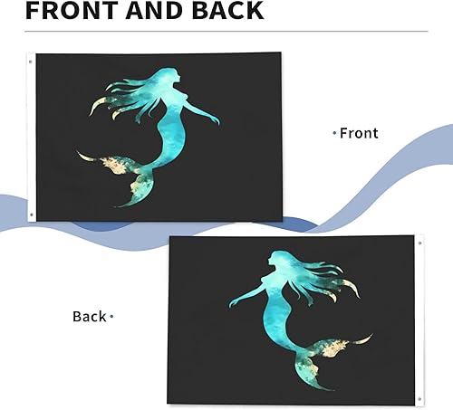 Miniatura 6 de Bandera de jardín con diseño de sirena de animales marinos y océanos de 2 x 3 pies, banderas voladoras de poliéster duradero con ojales para