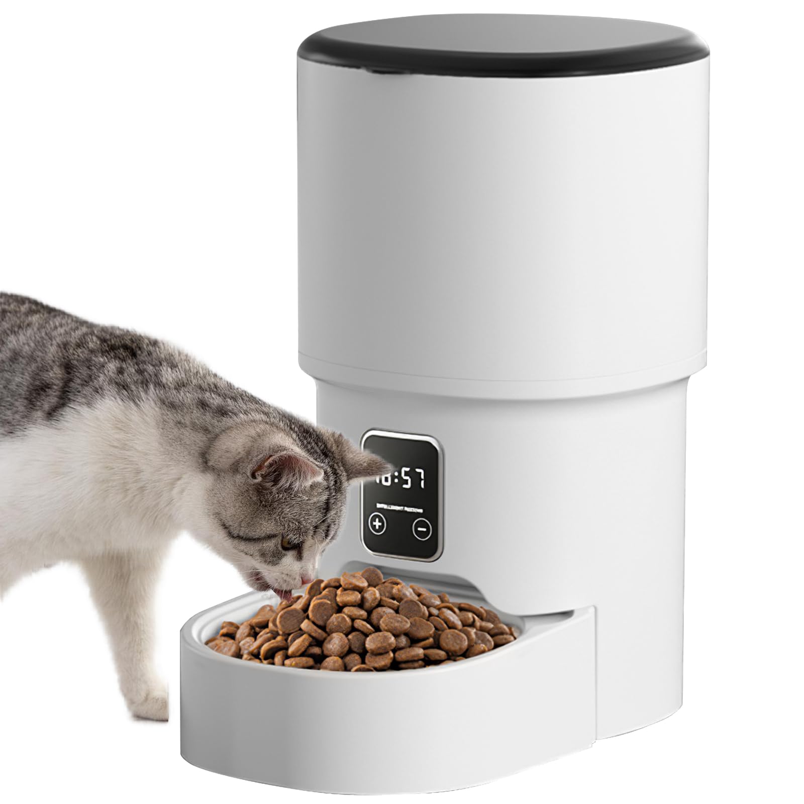 Distributeur Croquettes Chat Automatique,4L Distributeur Croquettes Chat avec Minuterie Programmable pour Chats et Petits Chiens, 1-6 Repas par Jour