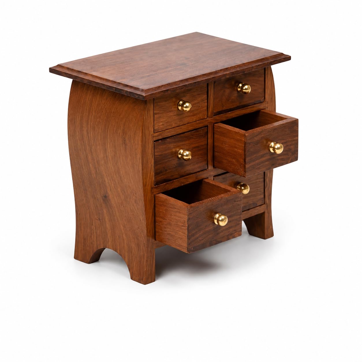 Wooden Mini Drawer Chest 6 Drawer Organiser, Sheesham Wood, Handcrafted | Handcrafted, Gold Metal Knobs, Jewellery Storage, 7.5 x 5 x 7 Inch, Multipurpose Organiser-image-2