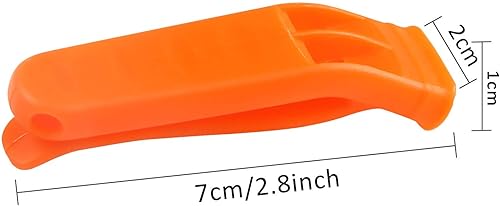Miniatura 2 de AUGSUN 40 Pcs Emergency Safety Whistle Plastic Whistles Set with Lanyard,Red and Orange