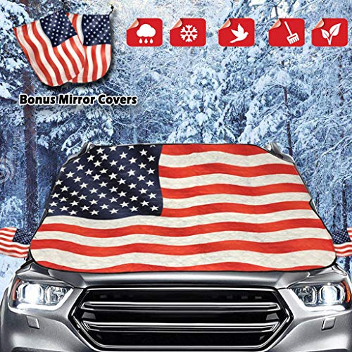 Big Hippo Windshield Snow Cover, American Flag Windshield Cover and Mirror Covers for Storage Ice Protector Windproof Car Cover in All Weather, Fit for Cars, Trucks, SUV, Vans Vehicle - Thumbnail 5