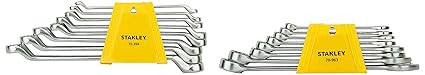 Stanley 70-394E Matte Finish Shallow Offset BI HXRing Spanner Set (Pack of 8) 70-963E Chrome Vanadium Steel Combination Spanner Set (Pack of 8)