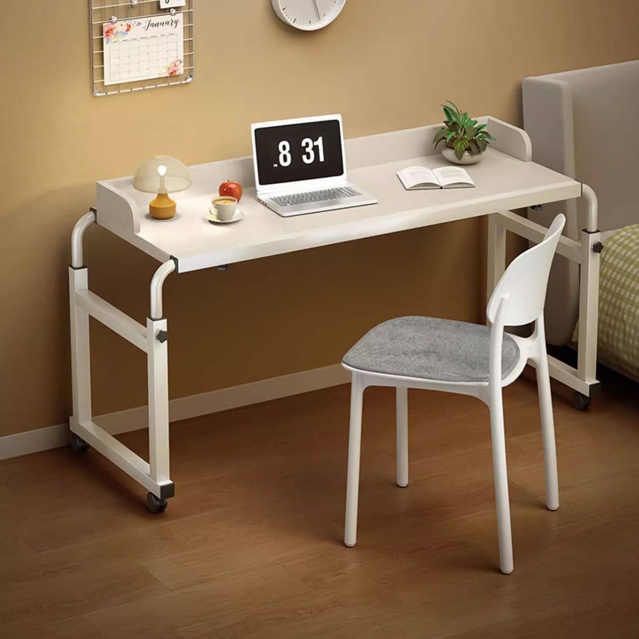 調節可能なオーバーベッドテーブル、キャスター付きベッドテーブル
