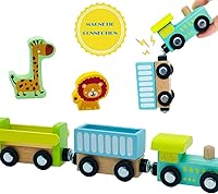 Vista 11 de Juego de accesorios de madera para tren de bala de alta velocidad, juguetes para tren urbano de madera para niños y niñas (tren bala)