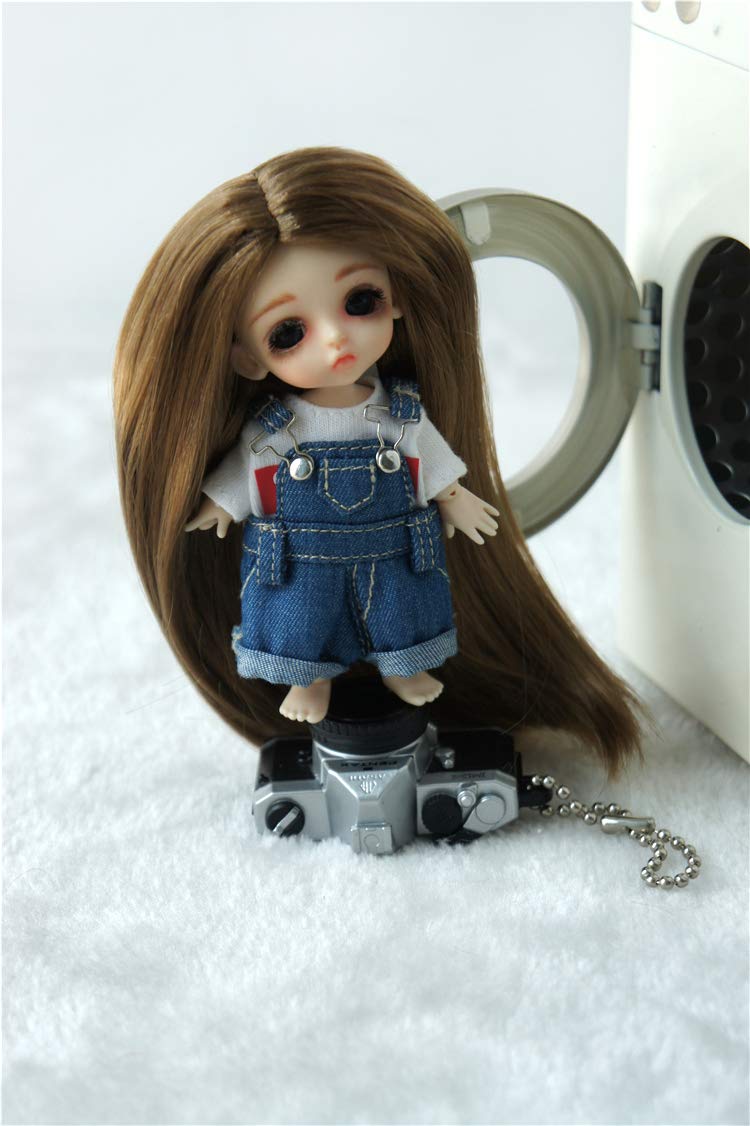 Jusuns Doll Wigs JD016 3-4inch Ash Brown Forest Straight Synthetic Mohair BJD Doll Wigs