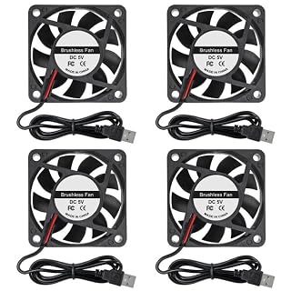 4pcs 6010 Fan 60x60x10mm DC 5V 60mm x 10mm Brushless Cooling Fan, Replacement Ball Bearing 60mm Fan for Cooling DIY PC Computer Case (6010 5V USB) - Amazon product rated Grade B