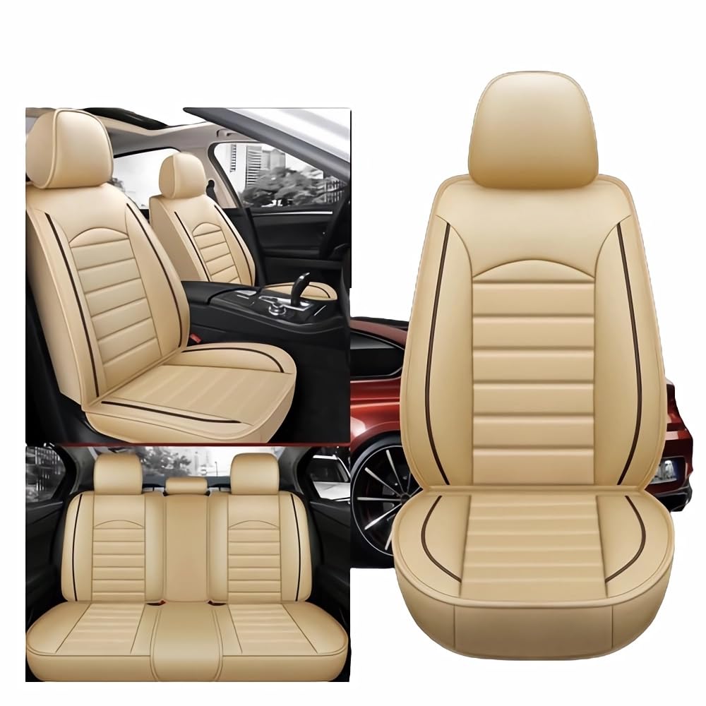 Gkxtltong A/Beige Cr Set Covers For Volvo V60 1. Gen 2011 2012 2013 2014 2015 2016 2017 2018, Full Coverge 5Set Front Rer Lether Utomotive Set Protector Wterproof Ccessories,