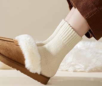 YZKKE Boot Socks for Women Thermal Winter Solid Thick Warm Wool Cozy Crew Socks Christmas Gift