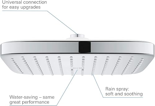 GROHE Douche de tête Vitalio Comfort 250 Cube, 1 jet, raccords filetés 1/2", forme carrée 250mm, douche de tête pivotable, installation rapide, chromé, 26695000 (Import Allemagne) - 3