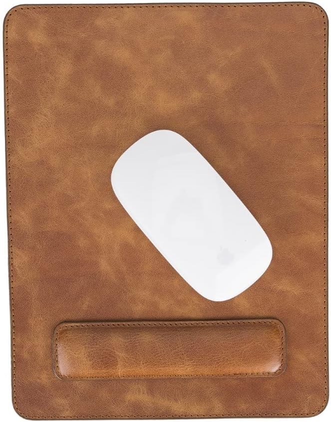 VENOULT Genuine Leather Mouse Pad with Ergonomic Wrist Rest – Smooth Surface for Precision & Comfort – Stylish & Durable Desk Accessory for Office or Gaming – 10.2 x 7.84 in (Almond)