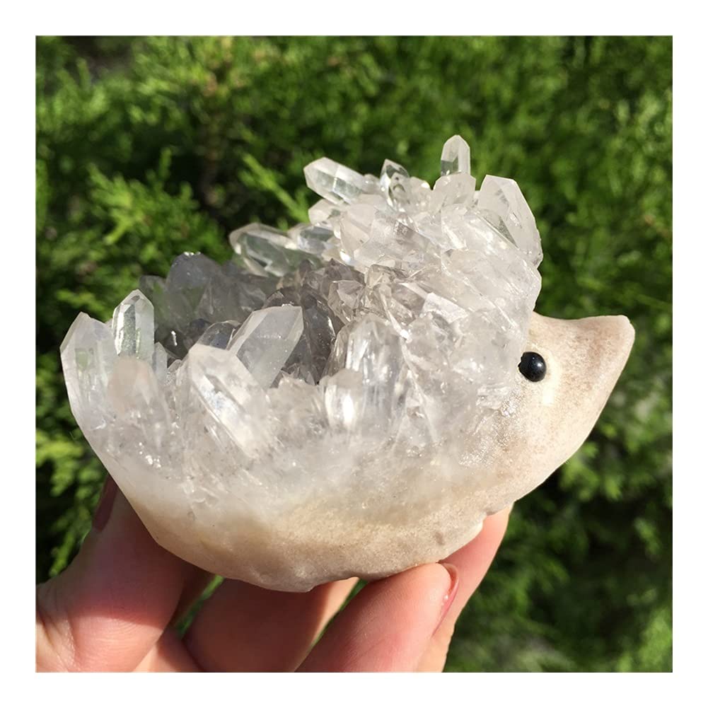 Cristal Natural en Bruto Cristal de Cuarzo Transparente Natural, racimo Tallado a Mano de Erizo, Piedras Preciosas talladas a Mano, Regalo de decoración del hogar (Size : 6-7 cm)