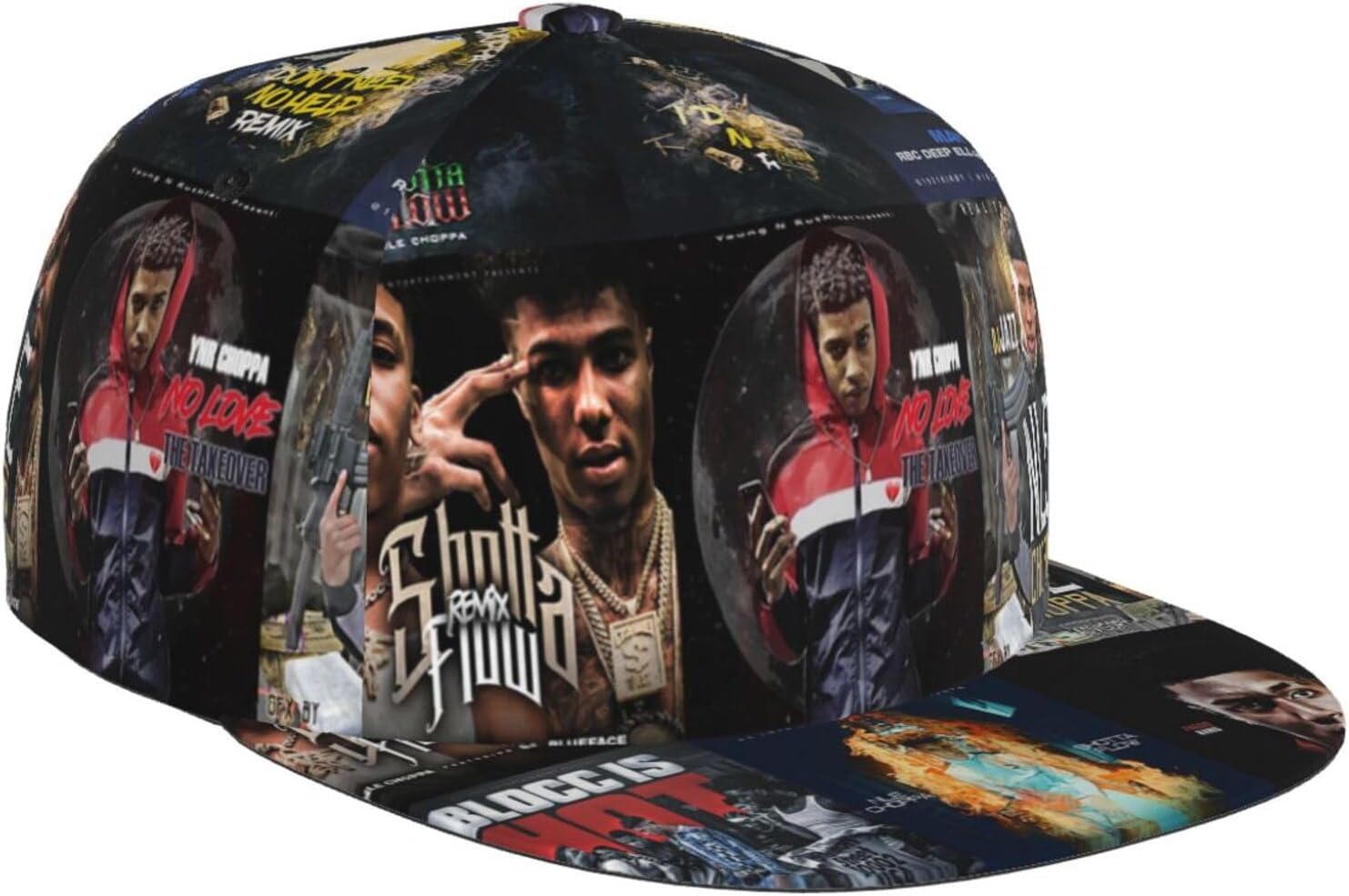 kingscomNLE Rapper Choppa Singer Hat Flat-Brimmed Baseball Cap Dad Ball Hat Snapback Hip Hop Cap for Men and Women Black