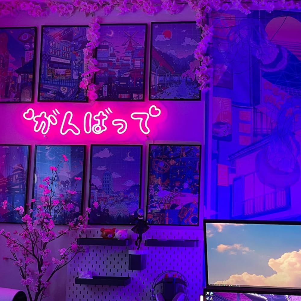 Ulalaza LED Sign Japanese Sushi Neon Signs Kawaii Led Lights Wall Decorative Korean Style Night Lamps Party Decoration Light USB Brightness Adjustable
