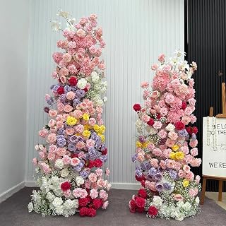 Stand Flower Row Artificial Flower Row Wedding Decoration Floral Backdrop Arrangement Big Flower Runner Marriage Party Decor (5,with arch)